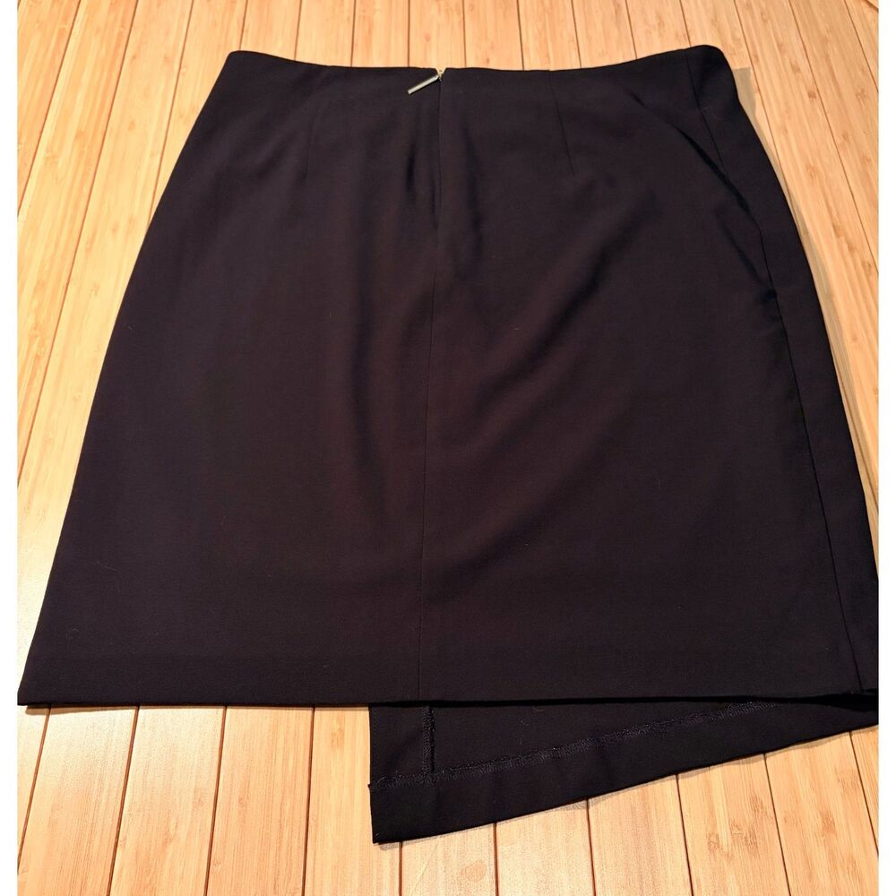 Ellen Tracy Black Asymmetrical Wrap Skirt with Bow Detail Size 8